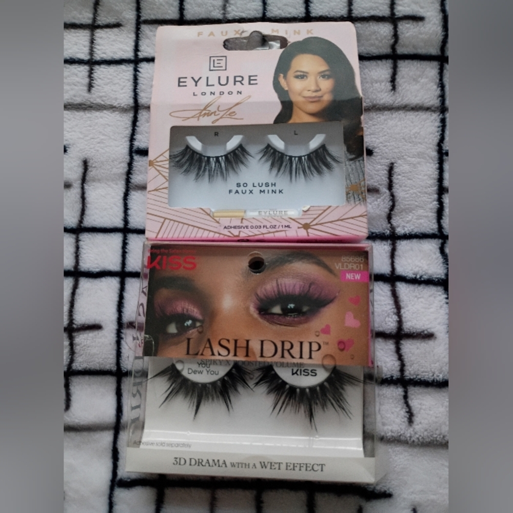 Eylure Faux Mink So Lush & Kiss Lash Drip False Lashes Lot Of 2